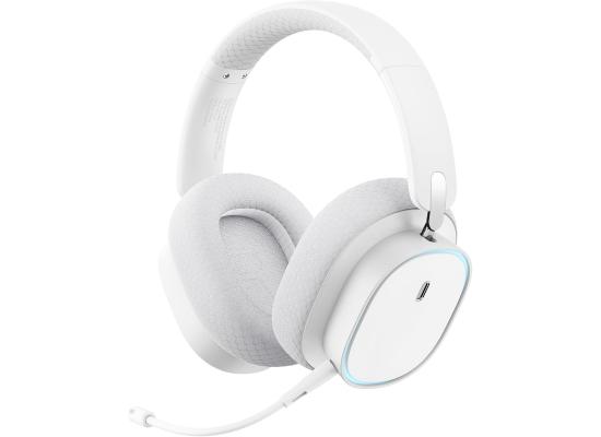 Baseus GH02 Gaming Wireless Headphones - Bluetooth 5.3, ANC, RGB, 40mm Driver, 40-Hour Playtime, IPX-6 - White